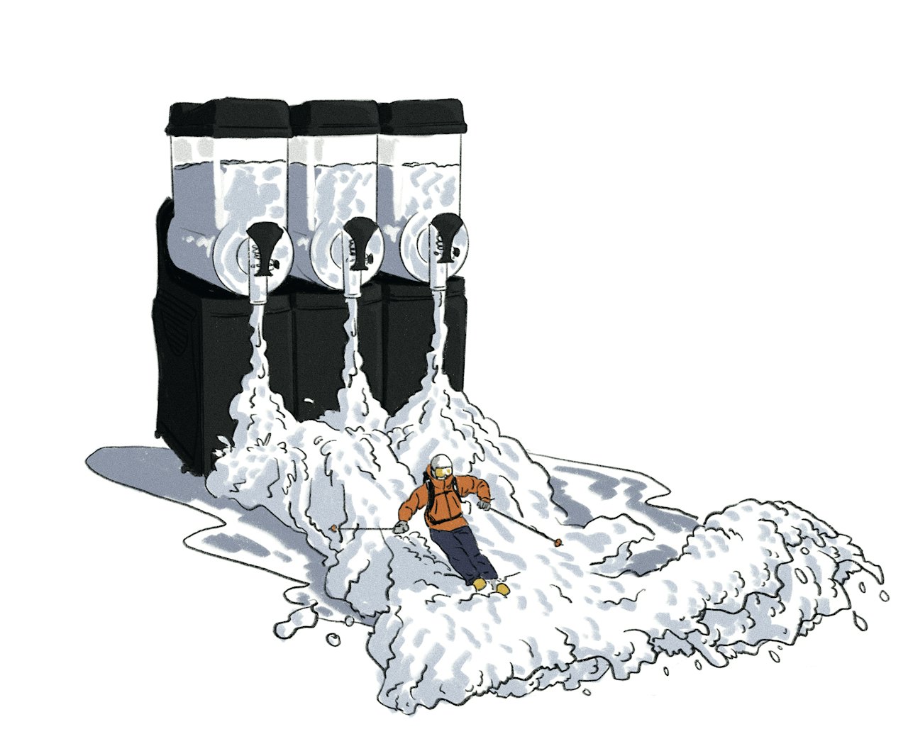 SOFT MACHINE: Jeg liker snøen min mest når den er mjuk. Illustrasjon: Didrik Magnus-Andresen