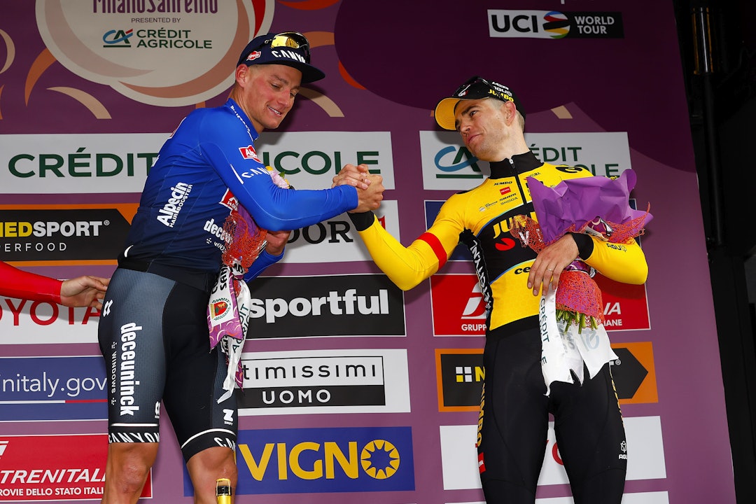 ERKERIVALER: Wout van Aert vant Milano-Sanremo i 2020, men kom til kort mot erkerival Mathieu van der Poel i lørdagens utgave. Foto: Cor Vos ERKERIVALER: Wout van Aert vant Milano-Sanremo i 2020, men kom til kort mot erkerival Mathieu van der Poel i lørdagens utgave. Foto: Cor Vos