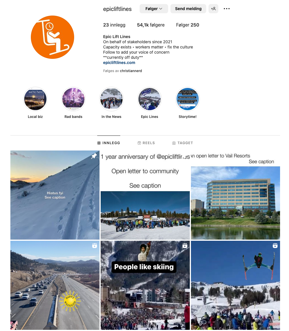 Instagramkontoen @epicliftlines engasjerer mange som deler frustrasjonen i skianleggene. Instagramkontoen @epicliftlines engasjerer mange som deler frustrasjonen i skianleggene.