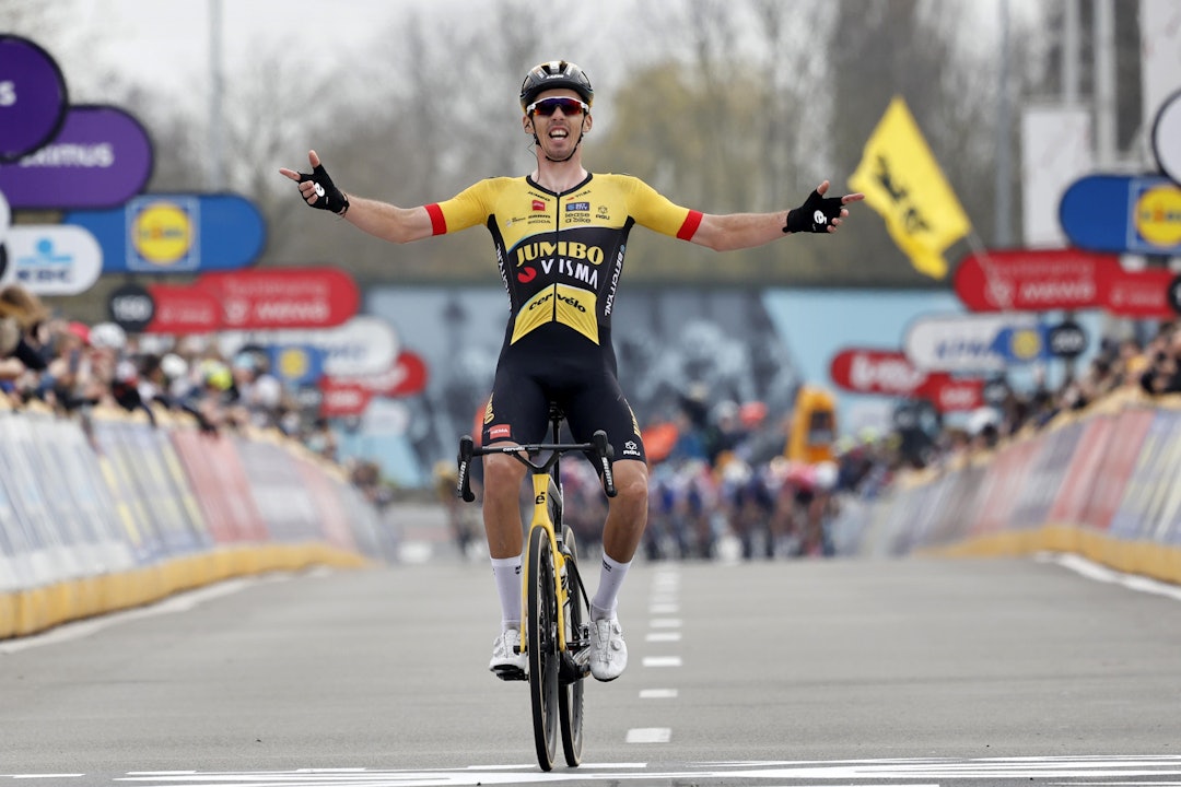 NY SEIER: Christophe Laporte kom alene til mål i Dwars door Vlaanderen. Foto: Cor Vos