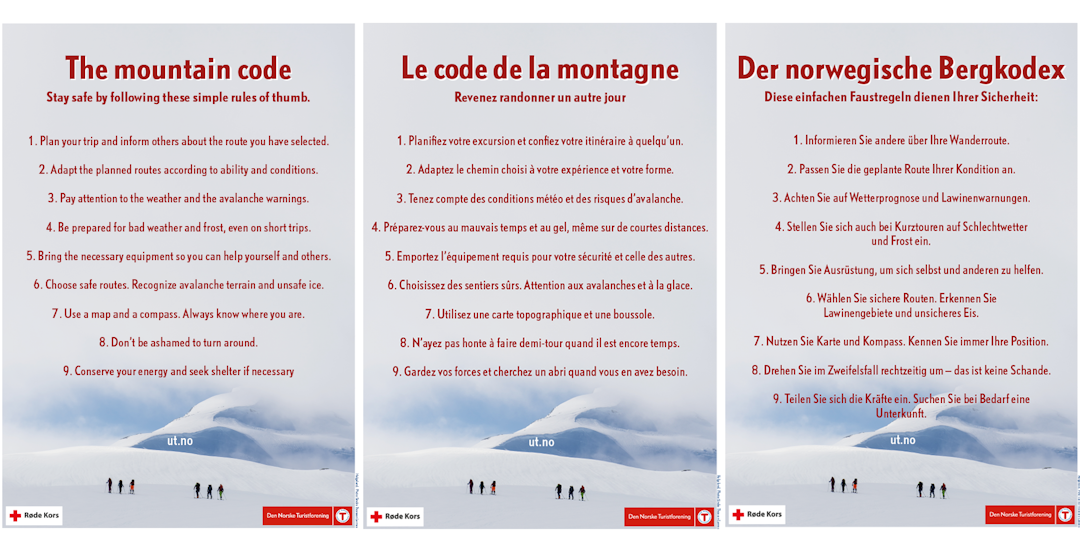 FJELLVETTREGLENE: Rådene er oversatt til engelsk, fransk og tysk for å nå flere turister. FJELLVETTREGLENE: Rådene er oversatt til engelsk, fransk og tysk for å nå flere turister.