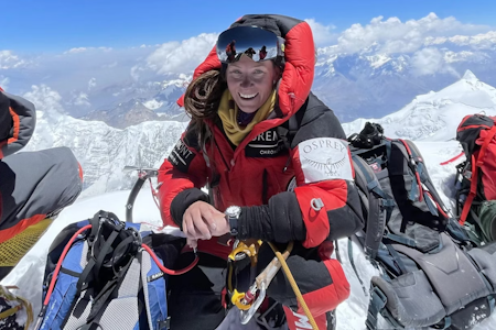 I GANG: Klokka har begynt å tikke for Kristin Harila, som besteg Shishapangma i Tibet i dag. Arkivfoto: 8K Expeditions Shishapangma Kristin Harila rekord