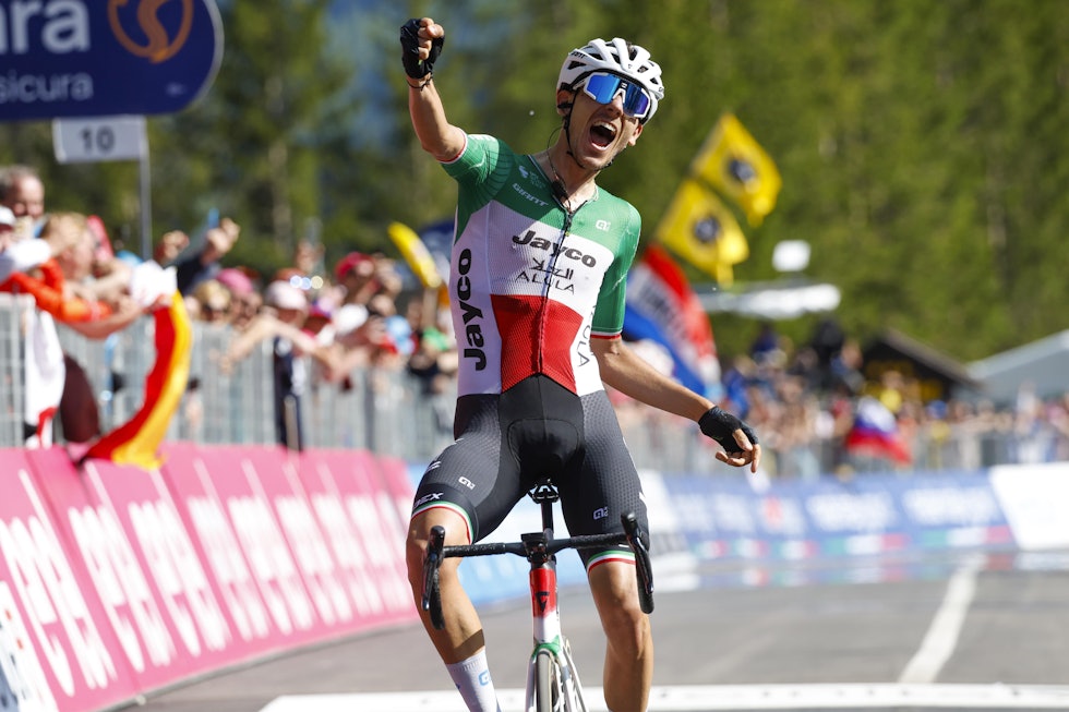 SEIER: Filippo Zana den sterkeste fra bruddet på den 18. etappen. Foto: Cor Vos