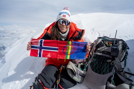 SNART FERDIG: Kristin Harila har nådd toppen av Broad Peak, nå nærmer hun seg slutten av prosjektet sitt. Her fra bestigningen av Shishapangma i vår. Foto: Matias Myklebust/Field Productions Kristin Harila Broad Peak