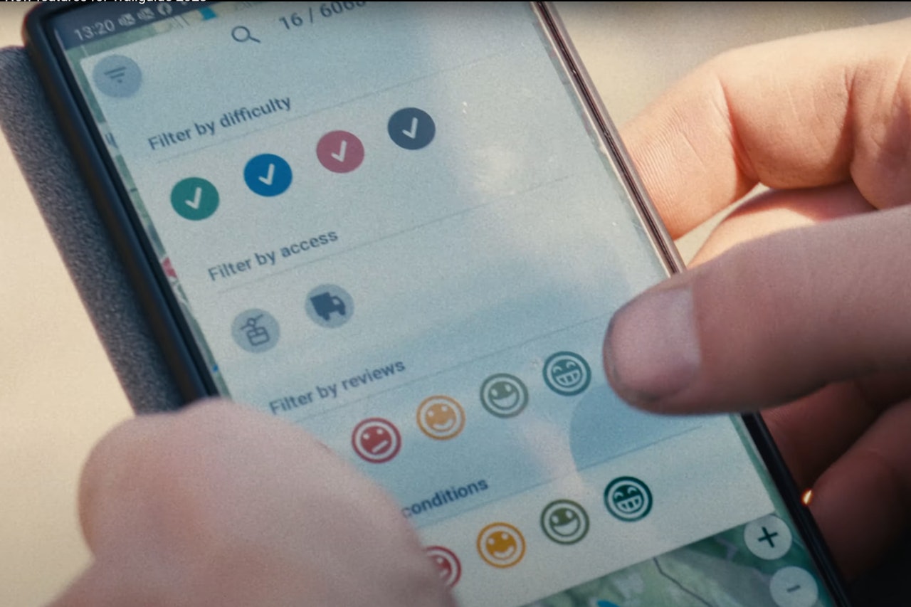 NYE FUNKSJONER: Kart-tjenesten Trailguide har fått flere nye funksjoner denne våren. Foto: Trailguide/Skjermdump. trailguide 2023