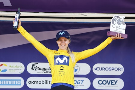TIL TOPPS: Katrine Aalerud tok karrierens første sammenlagtseier i Vuelta a Andalucia. Foto: Photo Gomez Sport / Sprint Cycling Agency