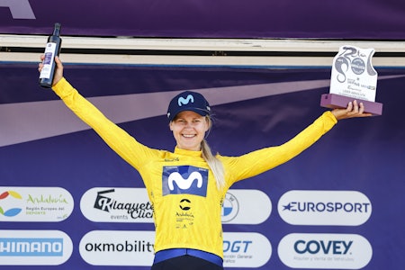 TIL TOPPS: Katrine Aalerud tok karrierens første sammenlagtseier i Vuelta a Andalucia. Foto: Photo Gomez Sport / Sprint Cycling Agency TIL TOPPS: Katrine Aalerud tok karrierens første sammenlagtseier i Vuelta a Andalucia. Foto: Photo Gomez Sport / Sprint Cycling Agency