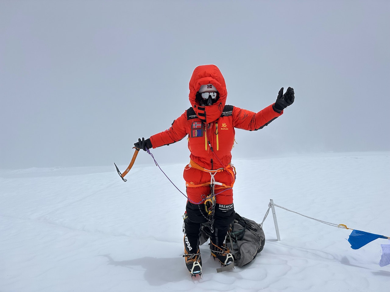 JAGER REKORDEN: Kristi Harila - her fra toppen av Cho Oyo i mai - har nådd enda en 8000-meters topp i Himalaya, og nå er det kun fem fjell i Pakistan som gjenstår før verdensrekorden er hennes. Arkivfoto: Tenjen (Lama) Sherpa