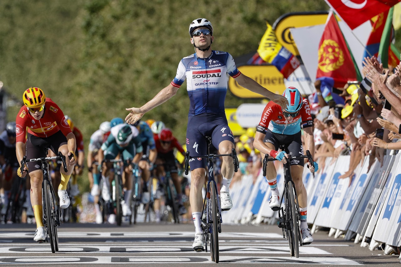 ENDELIG: Kasper Asgreen sørget for den første etappenseieren til Soudal-Quick Step i årets tour. FOTO: Cor Vos ENDELIG: Kasper Asgreen sørget for den første etappenseieren til Soudal-Quick Step i årets tour. FOTO: Cor Vos