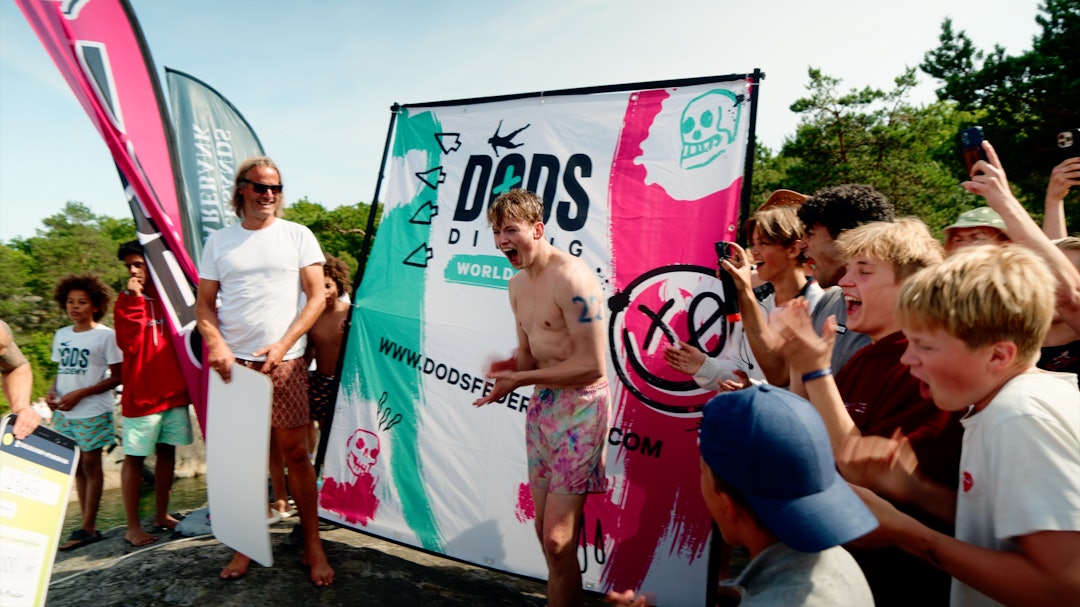 JUBEL: Ole Bjune-Grythe ble applaudert da han vant med dagens beste døds i Lillesand. Foto: Marius Hansen Ole Bjune Andreas Døds World Tour