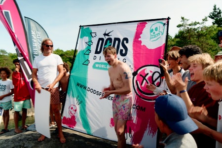 JUBEL: Ole Bjune-Grythe ble applaudert da han vant med dagens beste døds i Lillesand. Foto: Marius Hansen Ole Bjune Andreas Døds World Tour