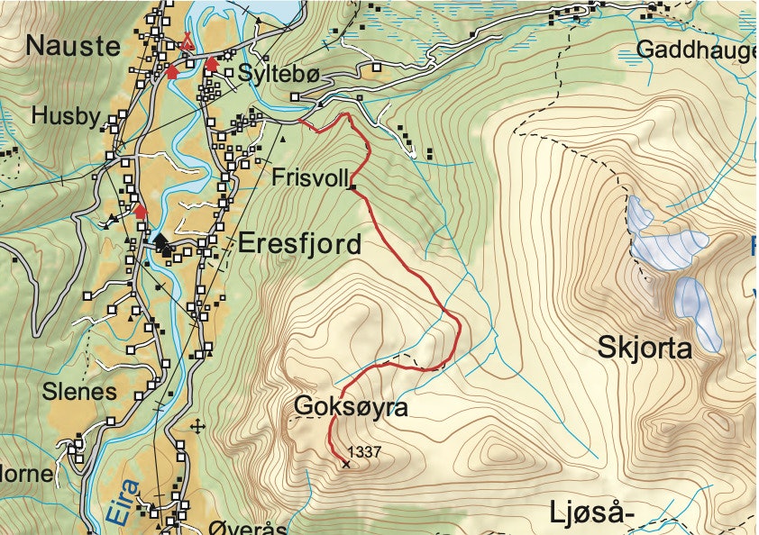 Kart over Goksøyra