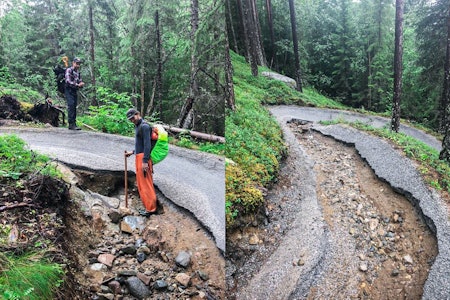 STORE SKADER: Det kommer til å kreve mye arbeid for å få stiene klargjort til høsten. Foto: Trailhead Nesbyen Hallingspranget Nesbyen Skader etter Hans