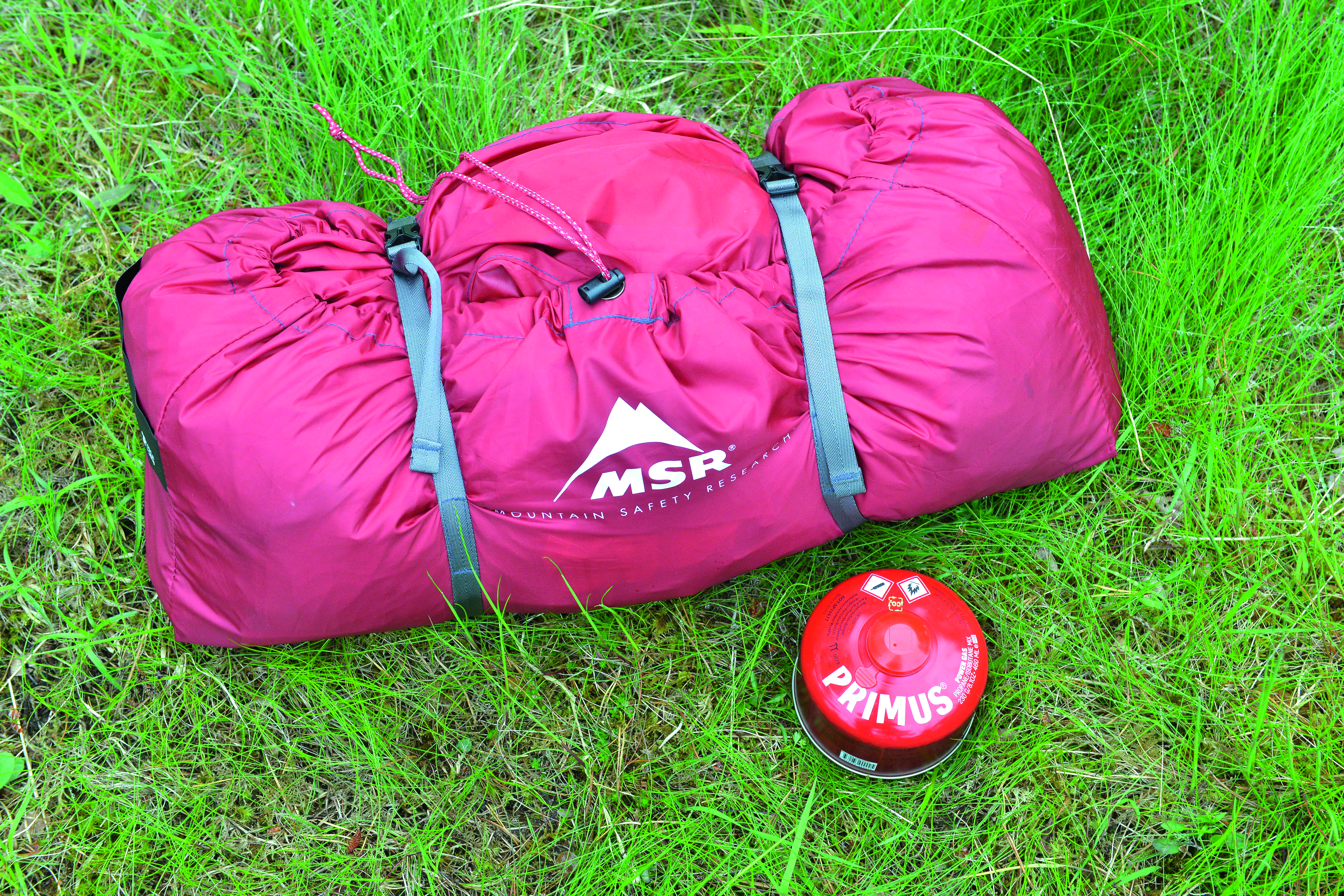 Nedpakket er MSR Tindheim 2 ikke blant de mest kompakte 2-personsteltene.