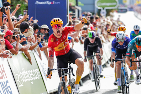 I STORFORM: Rasmus Tiller med etappeseier i Tour of Britain forrige uke. Foto: Alex Whitehead/SWpix.com I STORFORM: Rasmus Tiller med etappeseier i Tour of Britain forrige uke. Foto: Alex Whitehead/SWpix.com