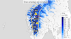FAREVARSEL: Det er sendt ut farevarsel om snø på fjellene i Sør-Norge. Skjermdump: Yr.no