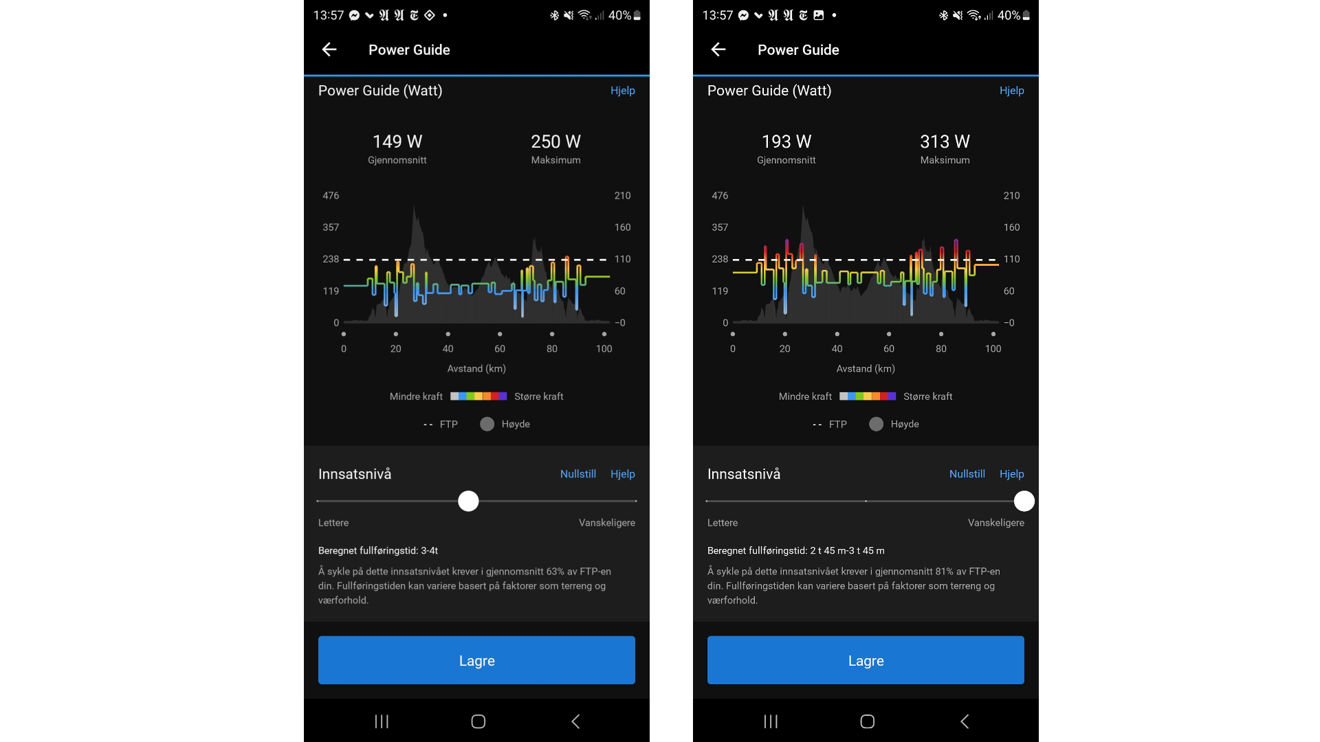 POWER GUIDE: Slik ser den ut i appen, hvor du kan lage den klar på forhånd og overføre direkte til computeren. På computeren er designet likt og like enkelt å bruke.