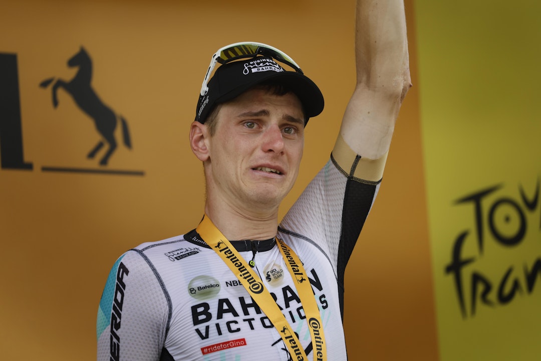 EMOSJONELT: Det var Matej Mohoric som tålte smerten best under dag 19 av sommerens Tour de France. FOTO: Cor Vos