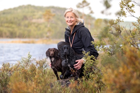AKTIV: Som eier av jaktcockere tvinger en aktiv livsstil seg frem. Grete Bauer går i snitt 20.000 skritt hver dag. Det meste av dem med hundene. Foto: Therese N. Andersen AKTIV: Som eier av jaktcockere tvinger en aktiv livsstil seg frem. Grete Bauer går i snitt 20.000 skritt hver dag. Det meste av dem med hundene. Foto: Therese N. Andersen