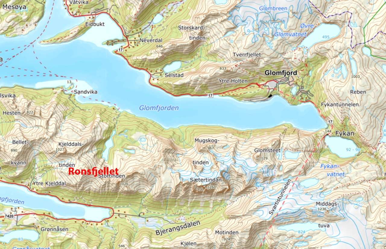 DØDSULYKKE: En person mistet livet i snøskred på Ronsfjellet i Meløy lørdag. Fjellet ligger sørvest for Glomfjord. DØDSULYKKE: En person mistet livet i snøskred på Ronsfjellet i Meløy lørdag. Fjellet ligger sørvest for Glomfjord.