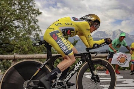 TESTPILOT: Jonas Vingegaard brukte det nye dekket under Tour de France 2023. Foto: Cor Vos.