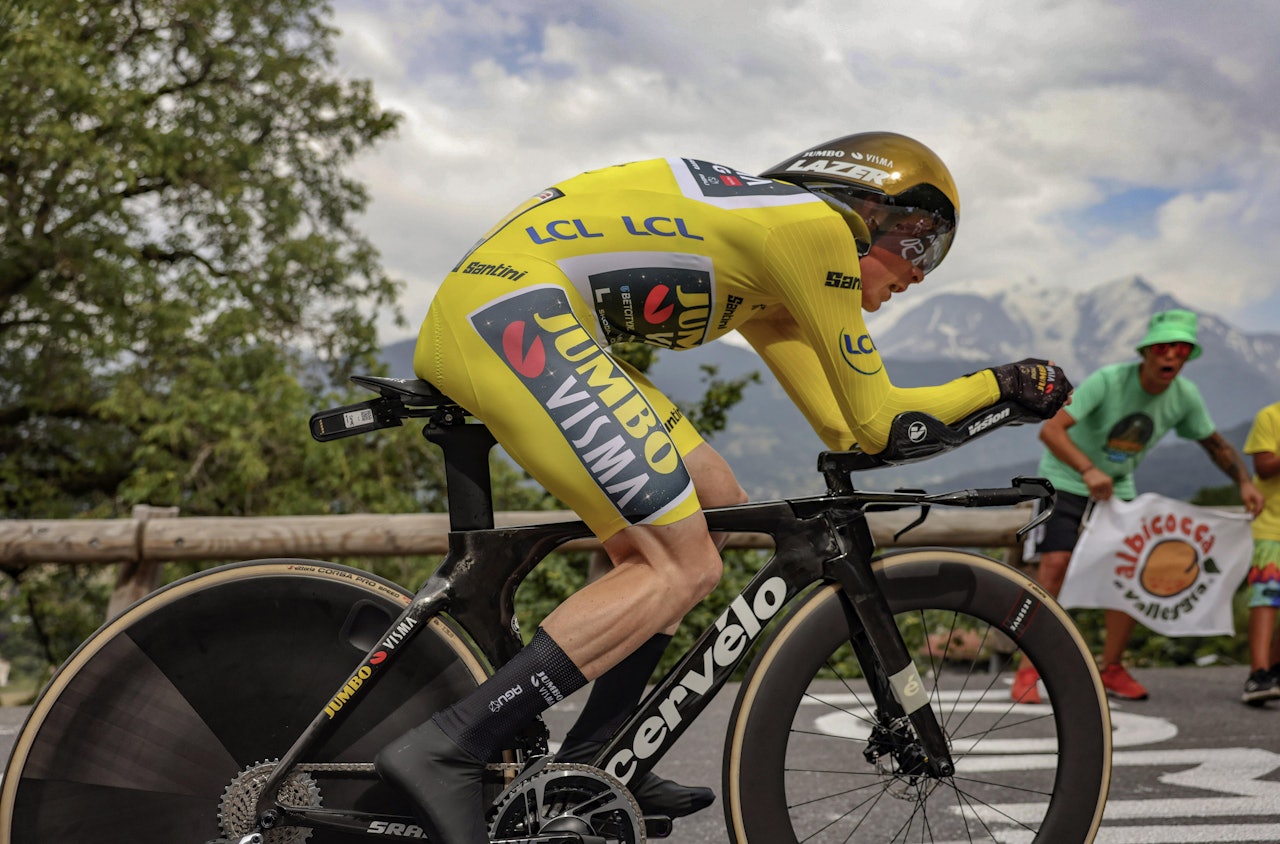 TESTPILOT: Jonas Vingegaard brukte det nye dekket under Tour de France 2023. Foto: Cor Vos. TESTPILOT: Jonas Vingegaard brukte det nye dekket under Tour de France 2023. Foto: Cor Vos.