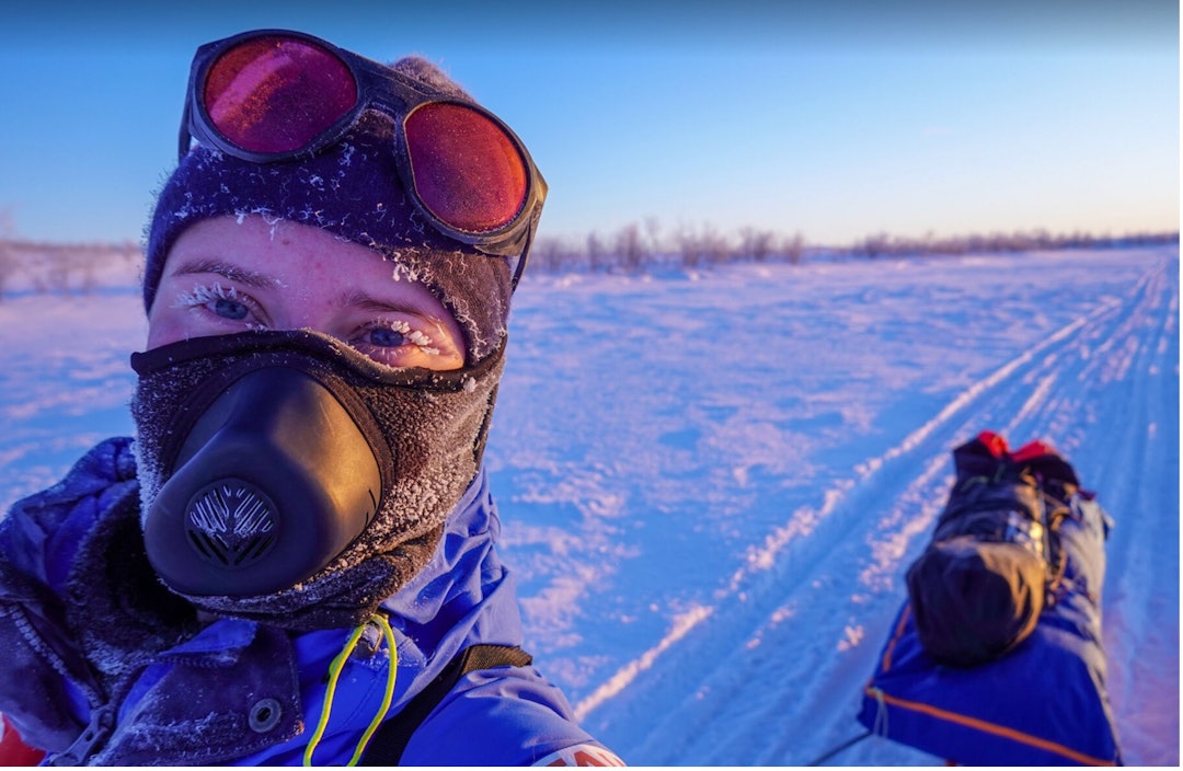 ALTA TIL ABISKO: Karens lengste solotur hittil. Her opplevde hun de kaldeste temperaturene, hittil i livet. Foto: Privat. Karen Kyllesø, Grønland