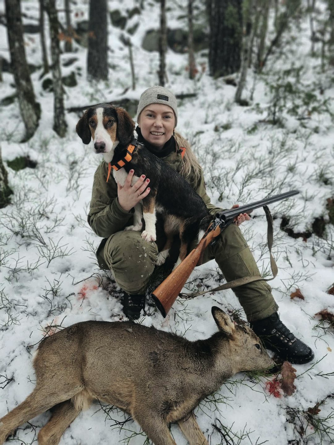 Første dyret Birgitte skjøt for Ellie med hagle, en opplevelse for livet.