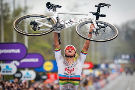 NUMMER TRE: Mathieu van der Poel tangerer seiersrekorden i Flandern rundt. Foto: Cor Vos NUMMER TRE: Mathieu van der Poel tangerer seiersrekorden i Flandern rundt. Foto: Cor Vos