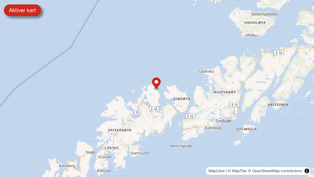 Skredet på Vestvågøy i Lofoten ble utløst av et turfølge med utenlandske skiturister. kart