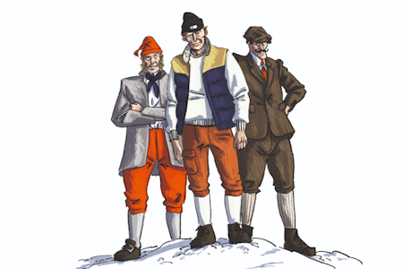 KNEBUKSER: Nikkersen er trendy som aldri før. Med god grunn, mener tindevegleder Nils Faarlund. Illustrasjon: Didrik Magnus-Andresen KNEBUKSER: Nikkersen er trendy som aldri før. Med god grunn, mener tindevegleder Nils Faarlund. Illustrasjon: Didrik Magnus-Andresen