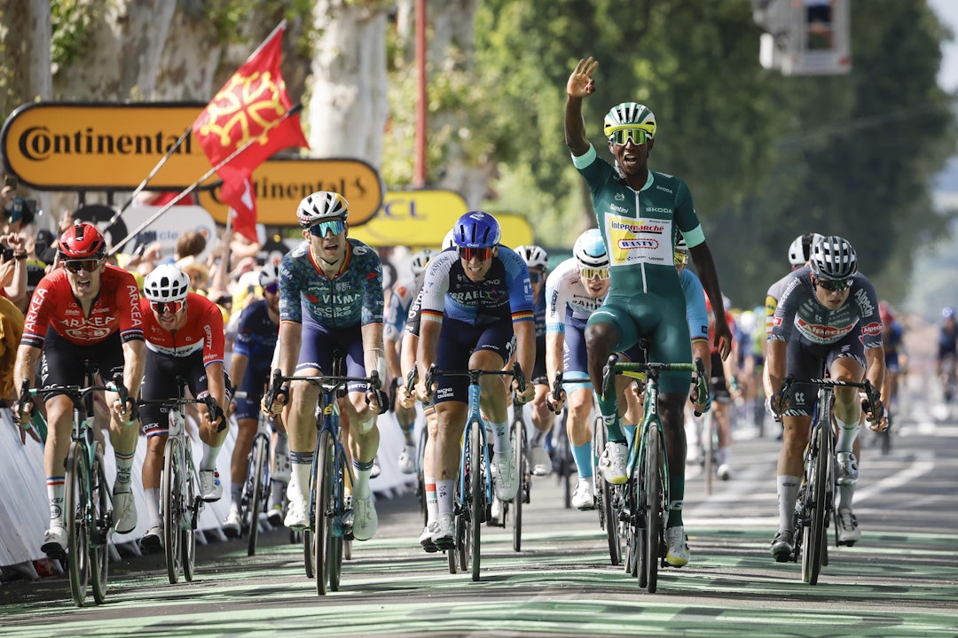 Intermarche - Wanty's Biniam Girmay tok sin tredje etappeseier i årets Tour de France. Foto: Cor Vos Intermarche - Wanty's Biniam Girmay tok sin tredje etappeseier i årets Tour de France. Foto: Cor Vos