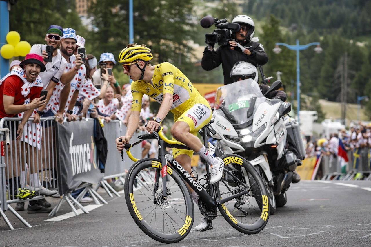 SEIERHERRE: Tadej Pogacar vant fredag sin fjerde etappeseier i årets Tour de France. Foto: Cor Vos. SEIERHERRE: Tadej Pogacar vant fredag sin fjerde etappeseier i årets Tour de France. Foto: Cor Vos.