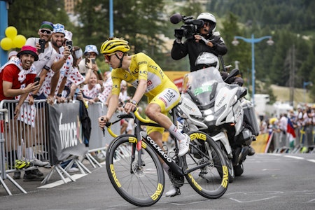 SEIERHERRE: Tadej Pogacar vant fredag sin fjerde etappeseier i årets Tour de France. Foto: Cor Vos. SEIERHERRE: Tadej Pogacar vant fredag sin fjerde etappeseier i årets Tour de France. Foto: Cor Vos.
