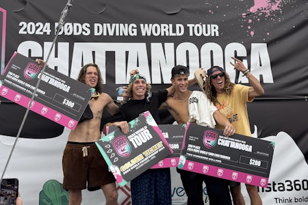 PALLEN: Fra venstre, Ravn Kvamfjord, Regan Popoff og Jakob Liabø. Foto: Døds World Tour. Døds World Tour 2024