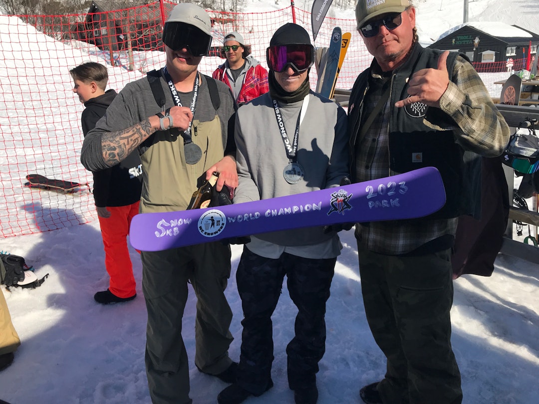 STILL THE BEST: Ole Andreas Stang and Trygve Sveen are shining in the sun and overall winners of the WC in Snowskate 2023, Terje. Photo Tommie Berkani. STILL THE BEST: Ole Andreas Stang and Trygve Sveen are shining in the sun and overall winners of the WC in Snowskate 2023, Terje. Photo Tommie Berkani.