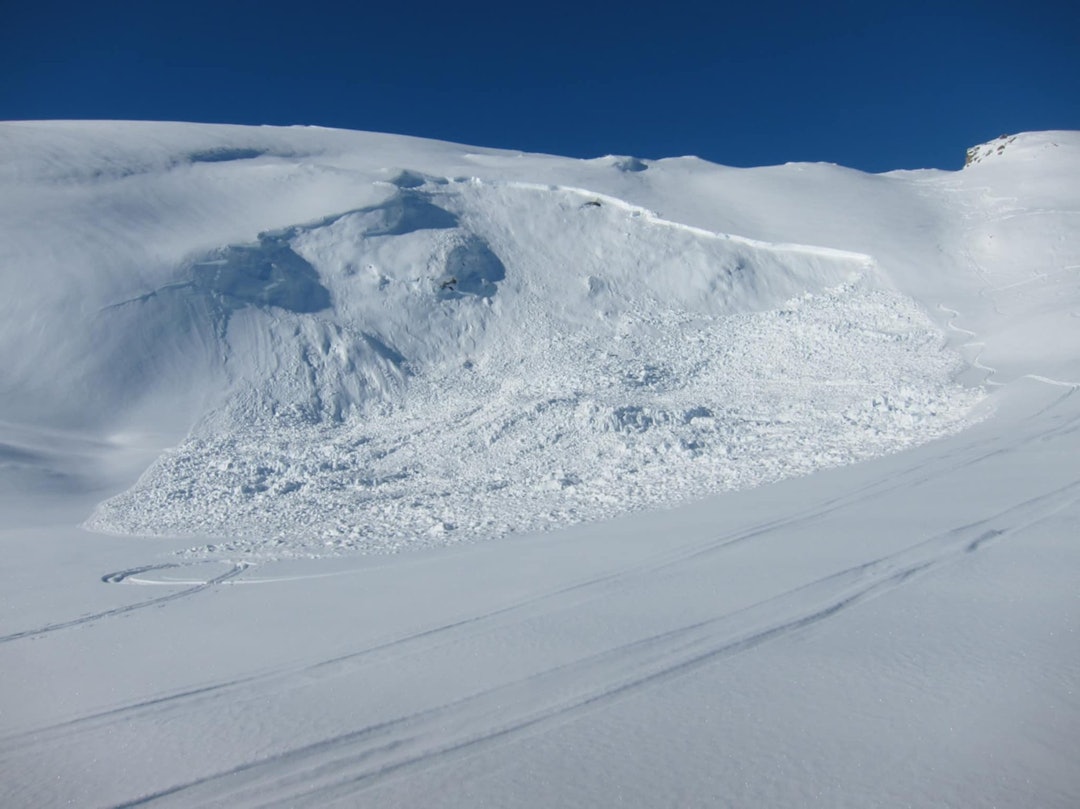 RISIKO: Snøskred på Lille Blåmann i 2014. Foto: Nils Christian Fareth snøskred på lille blåmann