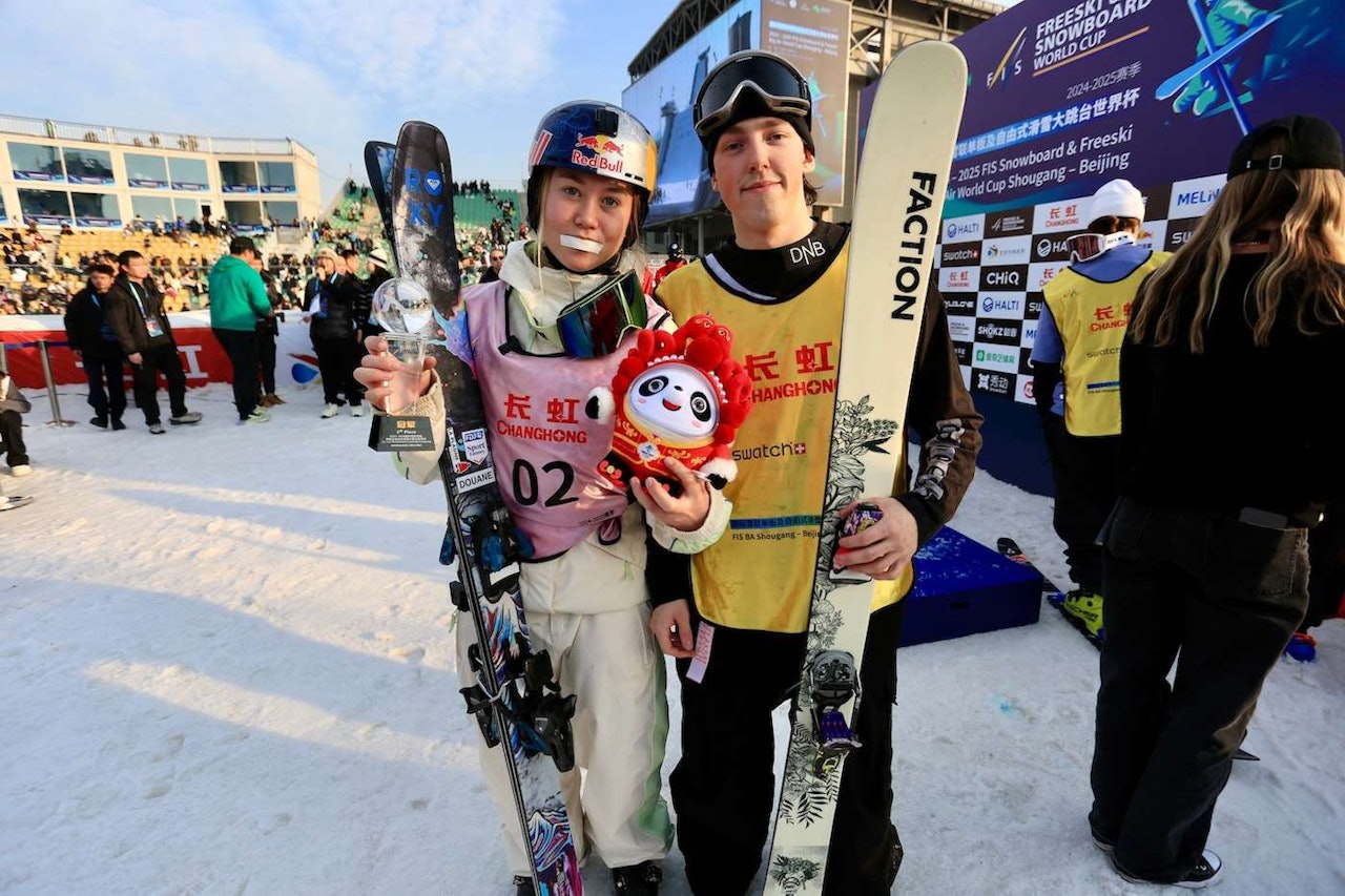 VINNERNE: Tess Ledeux (FRA) og Tormod Frostad vant big air i Kina. Foto: @Fisparkandpipe) VINNERNE: Tess Ledeux (FRA) og Tormod Frostad vant big air i Kina. Foto: @Fisparkandpipe)