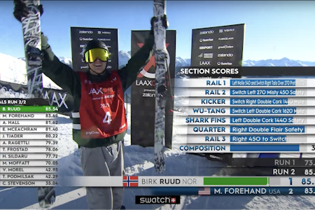 TILBAKE I TOPPEN: Birk Ruud klinket til i tredje run og knuste all motstand under verdenscupen i Laax. TILBAKE I TOPPEN: Birk Ruud klinket til i tredje run og knuste all motstand under verdenscupen i Laax.