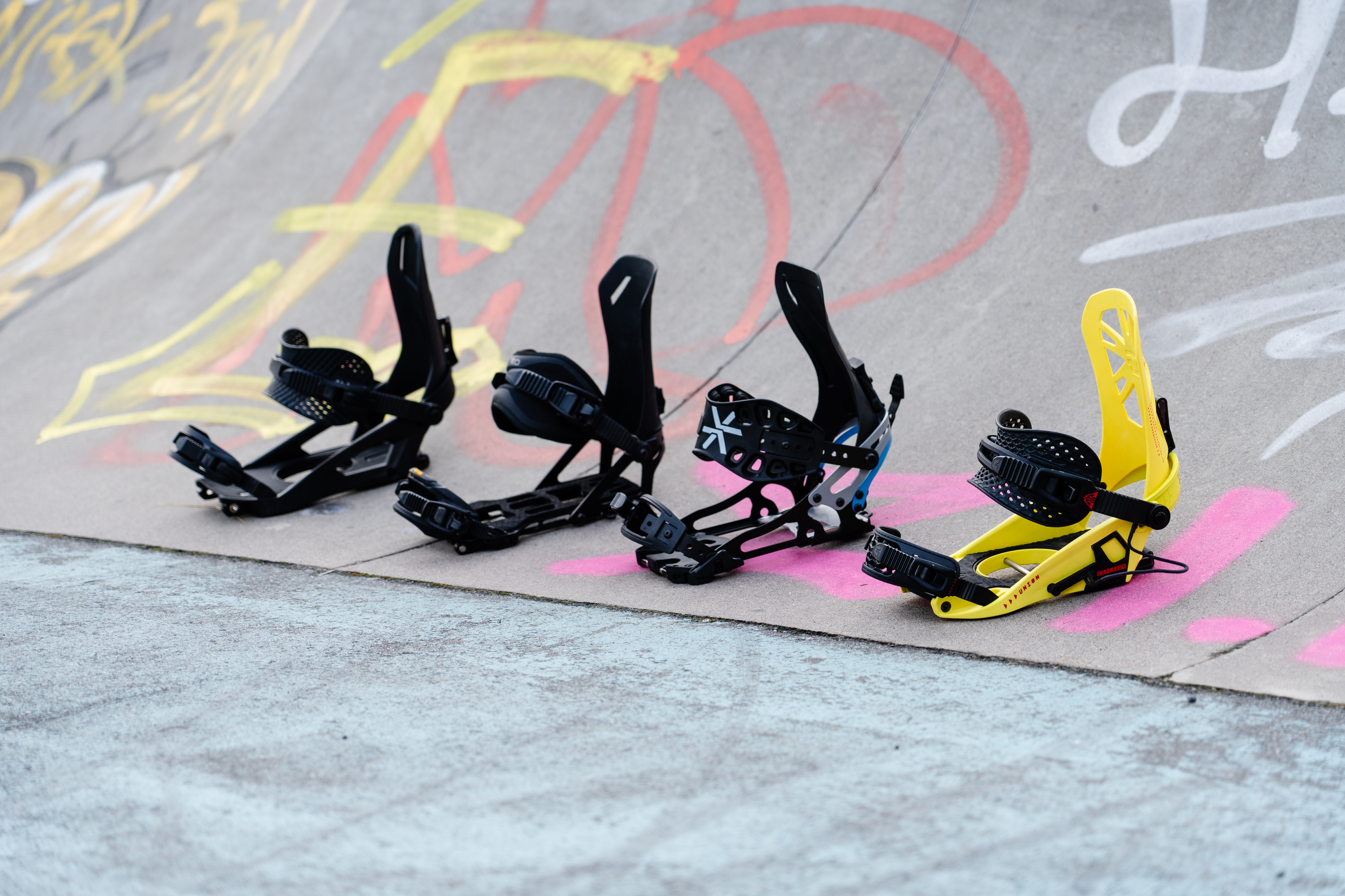SPLITBOARDBINDINGER:  Union Explorer, Spark R&D + Nitro Vertical, Karakoram og Union Charge. Foto: Christian Nerdrum