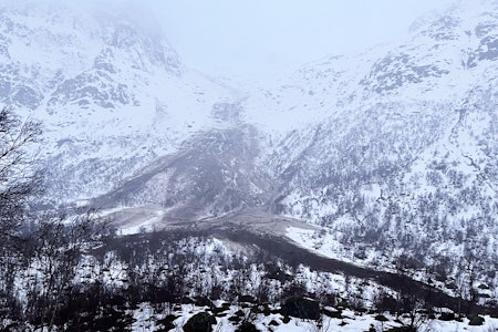 DRAMATISK START: Dette snøskredet gikk i Kvæfjord tidlig i desember. Foto: JeanetteK@SVV/regobs snø-, jord- og sørpeskred i fjellet
