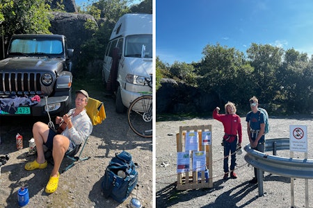 HIPPIESVINGEN: Et sted du ikke finner på google maps, men som har vært base for klatrere i årevis. Nå er det camping forbudt. Foto: Sondre Lindstad Brattlien hippiesvingen stengt