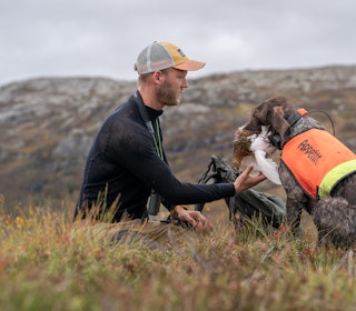 VET FOR LITE: Forskerne mener vi trenger økt kunnskap for å vite om jakttrykket på lirype og skogsfugl er innenfor bærekraftige rammer. Foto: Christer Rognerud jeger med fuglehund og rype høst