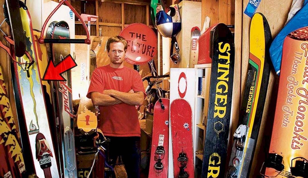 INNOVATØR: Shane McConkey i utstyrsboden omgitt av ski som hver på sitt vis forteller historien om en frikjører som tenkte annerledes. INNOVATØR: Shane McConkey i utstyrsboden omgitt av ski som hver på sitt vis forteller historien om en frikjører som tenkte annerledes.