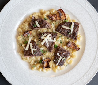 ELEGANT RETT: Det magre, og smakfulle brystet av kortnebbgås serveres her med en fyldig potetrett. Potatottoen er inspirert av den klassiske risottoen. Sammen med fargerike erter, timian og smakfull steinsopp, er dette en rett som kan serveres både til hverdag og ved festlige anledninger. Foto: Christer Rognerud ELEGANT RETT: Det magre, og smakfulle brystet av kortnebbgås serveres her med en fyldig potetrett. Potatottoen er inspirert av den klassiske risottoen. Sammen med fargerike erter, timian og smakfull steinsopp, er dette en rett som kan serveres både til hverdag og ved festlige anledninger. Foto: Christer Rognerud