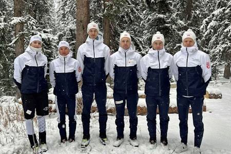 RANDONEE-LANDSLAGET: Fra venstre har vi Elise Hjelset Andersen, Ida Waldal, Trym Dalset Lødøen, Hans-Inge Klette, Erik Kårvatn og Sander Engdahl. Foto: Norges Skiforbund randoneelandslaget 25/26