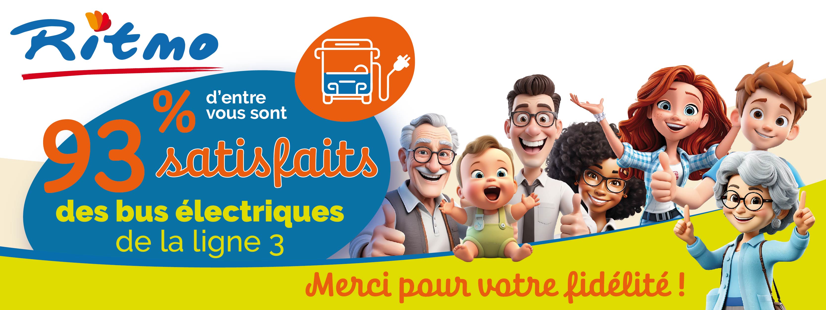 93% d'entre vous sont satisfaits des bus électriques de la ligne 3