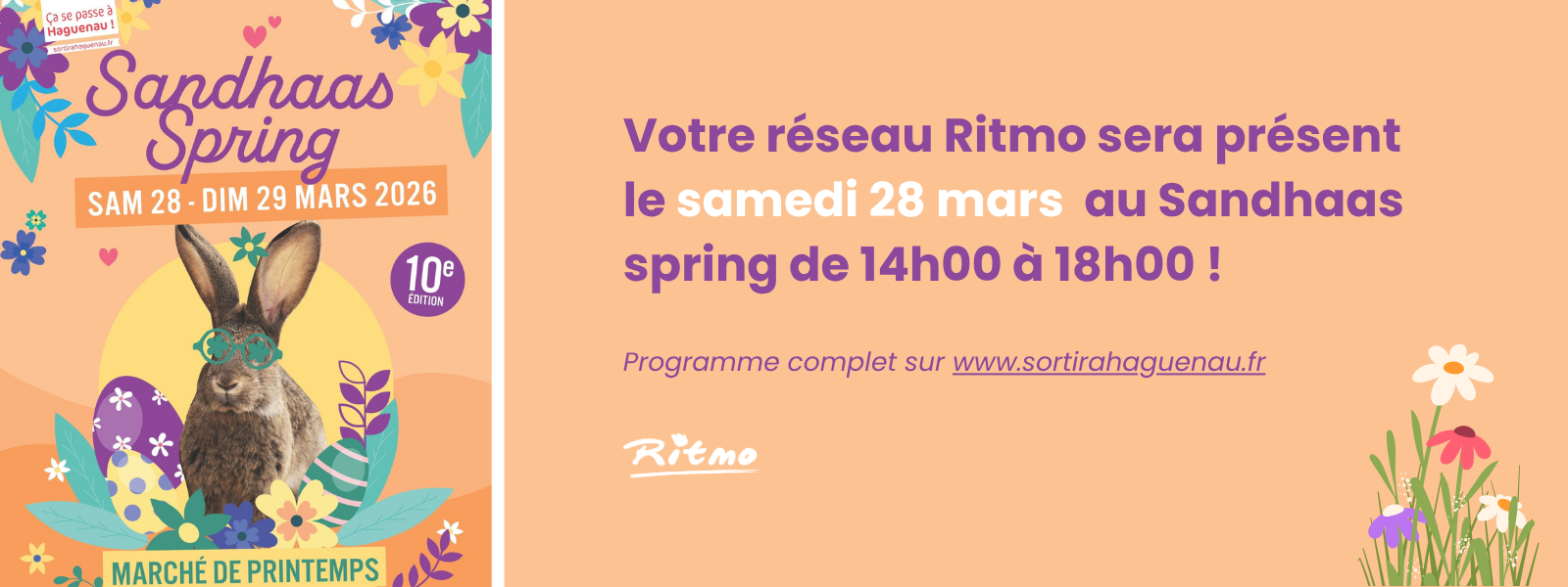 Votre réseau Ritmo sera présent le samedi 28 mars  au Sandhaas spring de 14h00 à 18h00 !