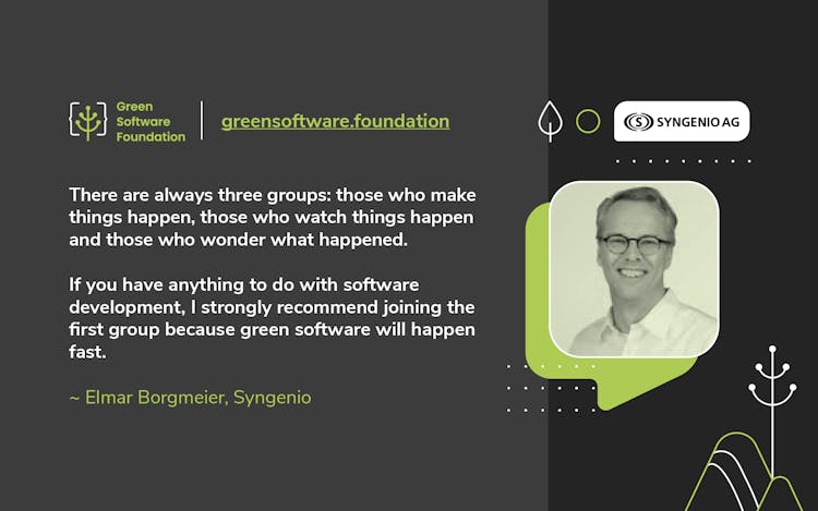 Meet Elmar Borgmeier, Green Software Foundation Organisation Lead for SYNGENIO AG
