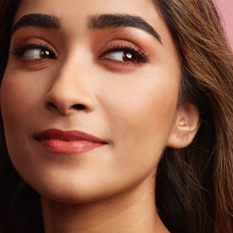 Beautiful woman amazing skin and make up on